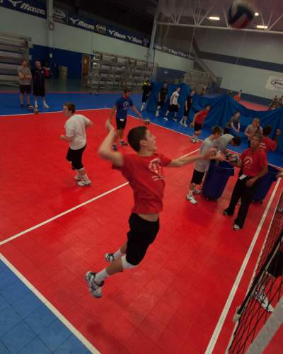 People Playing Volleyball at the Great Lakes Volleyball Center
